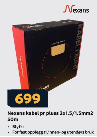 Megaflis Nexans kabel pr pluss 2x1,5/1,5mm2 50m tilbud