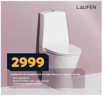 Megaflis Laufen pro-n toalett back to wall rimless m/skjult s/p-lås tilbud