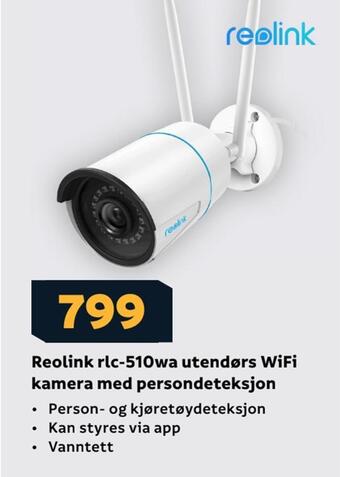 Megaflis Reolink rlc-510wa utendørs wifi kamera med persondeteksjon tilbud