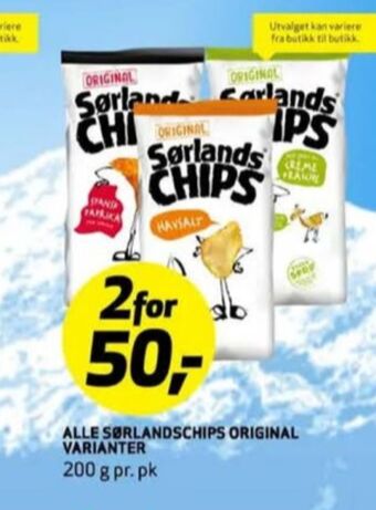 Bunnpris Sørlandschips chips tilbud