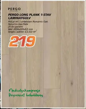 Coop Byggmix Pergo long plank 1-stav laminatgulv tilbud