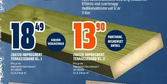 Obs Bygg 28x120 impregnert terrassebord tilbud