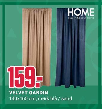 Europris Velvet gardin tilbud