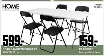 Europris Bord sammenleggbart tilbud