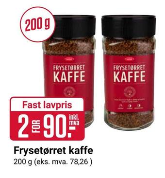 Europris Frysetørret kaffe tilbud