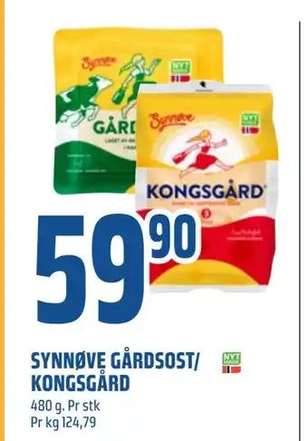 Coop Obs Synnøve gårdsost/ kongsgård tilbud