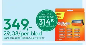 Gigaboks Barberblader fusion gillette 12 pk tilbud