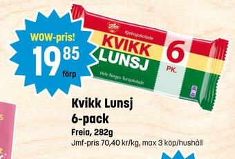 Eurocash Kvikk lunsj 6-pack tilbud