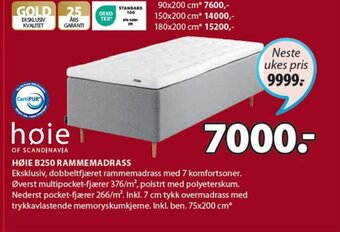 JYSK Høie B250 Rammemadrass tilbud