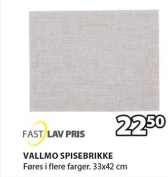 JYSK Vallmo Spisebrikke tilbud