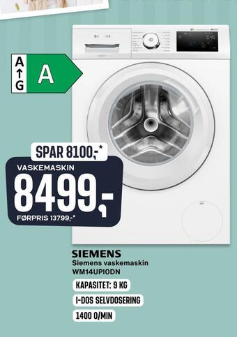 Skousen Siemens vaskemaskin wm14upi0dn tilbud