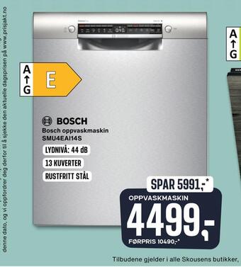 Skousen Bosch oppvaskmaskin smu4eai14s tilbud
