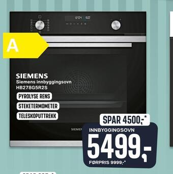 Skousen Siemens innbyggingsovn hb278g5r2s tilbud