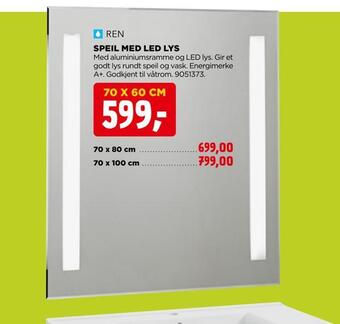 jem & fix Speil med led lys tilbud