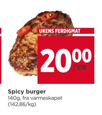 Meny Spicy burger tilbud