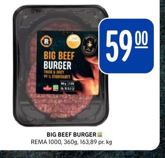Rema 1000 Big beef burger tilbud