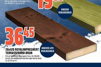 Coop Obs 28x120 royalimpregnert terrassebord brun tilbud