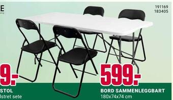Europris Bord sammenleggbart tilbud