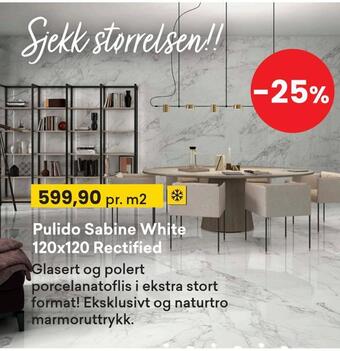 Right Price Tiles Pulido sabine white 120x120 rectified tilbud