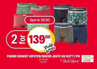 Coop Extra Pierre Robert Hipster/ Boxer Jente Og Gutt 2 pk tilbud