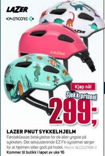 Sport 1 Lazer Pnut Sykkelhjelm tilbud