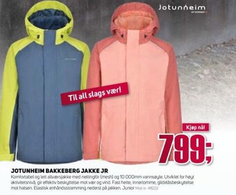 Sport 1 Jotunheim Bakkeberg Jakke Jr. tilbud