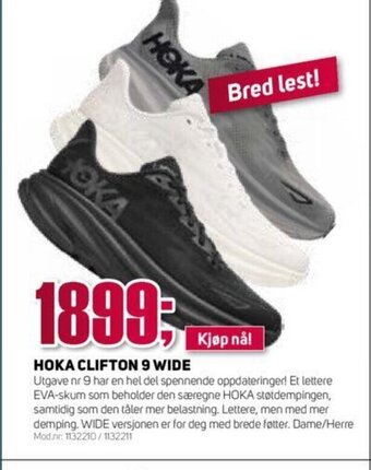 Sport 1 Hoka Clifton 9 Wide tilbud