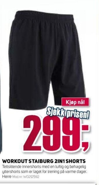 Sport 1 Workout Staiburg 2in1 Shorts tilbud
