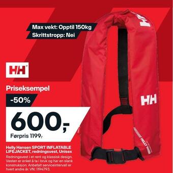 XXL Sport Helly hansen sport inflatable lifejacket, redningsvest, unisex tilbud