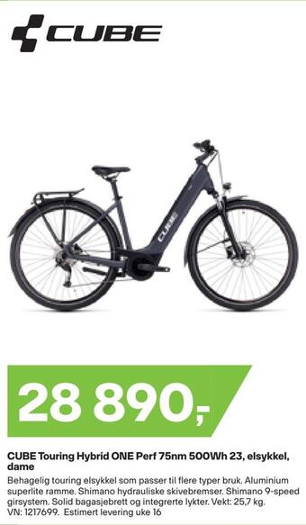 XXL Sport Cube touring hybrid one perf 75nm 500wh 23, elsykkel, dame tilbud