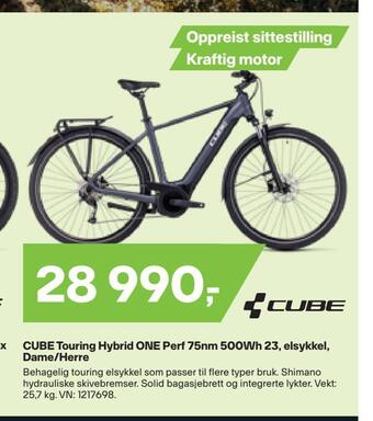 XXL Sport Cube touring hybrid one perf 75nm 500wh 23, elsykkel, dame/herre tilbud