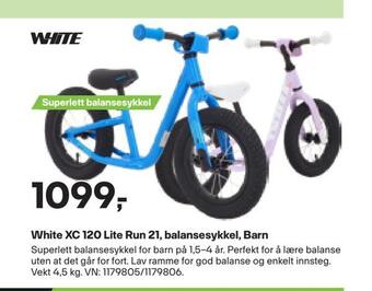 XXL Sport White xc 120 lite run 21, balansesykkel, barn tilbud