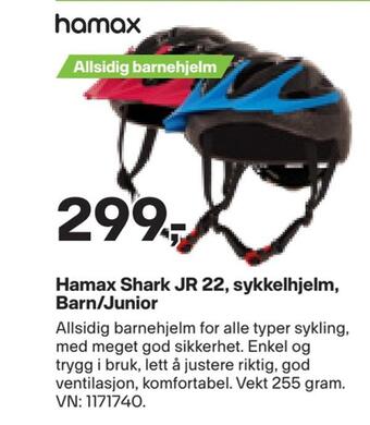 XXL Sport Hamax shark jr 22, sykkelhjelm, barn/junior tilbud