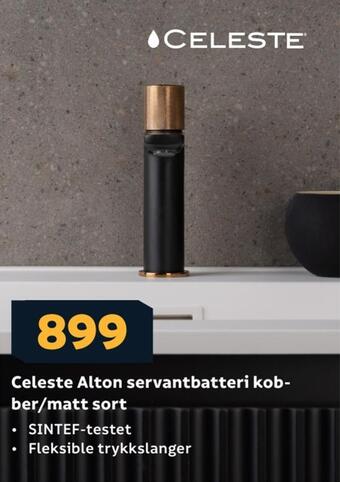 Megaflis Celeste alton servantbatteri kob ber/matt sort tilbud