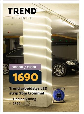 Megaflis Trend arbeidslys led strip 25m trommel tilbud