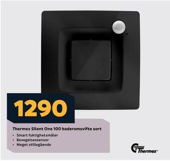 Megaflis Thermex silent one 100 baderomsvifte sort tilbud
