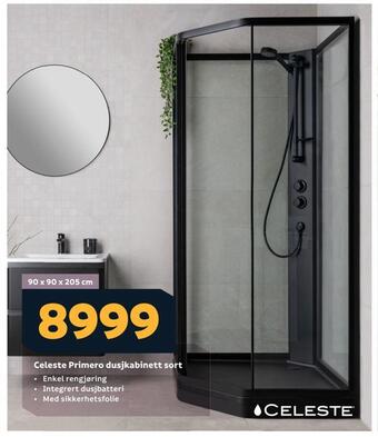 Megaflis Celeste primero dusjkabinett sort tilbud