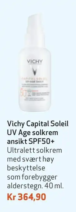 Apotek 1 Vichy capital soleil uv age solkrem ansikt spf50+ tilbud