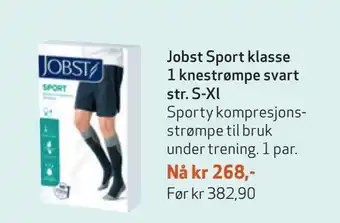 Jobst sport klasse 1 knestrømpe svart str. s-xl