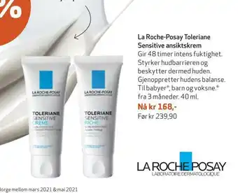 Apotek 1 La roche-posay toleriane sensitive ansiktskrem tilbud