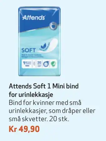 Apotek 1 Attends soft 1 mini bind for urinlekkasje tilbud