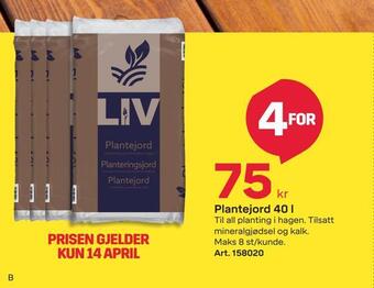 Byggmax Plantejord 40 l tilbud