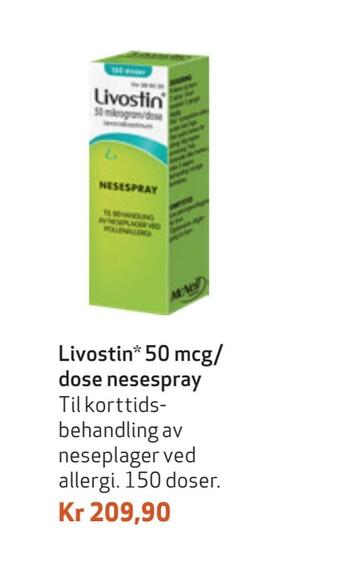 Apotek 1 Livostin 50 mcg/ dose nesespray tilbud