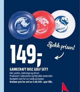 Coop Obs Gamecraft Disc Golf Sett tilbud