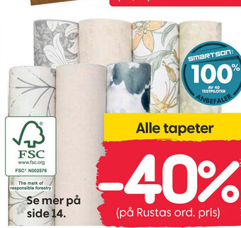 Rusta Alle Tapeter tilbud
