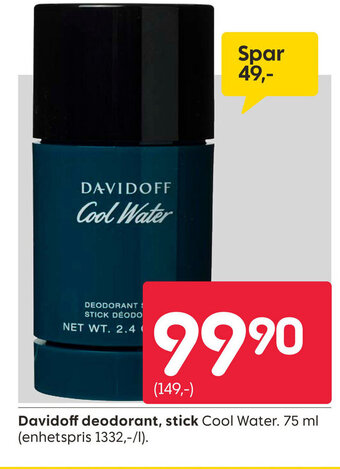 Rusta Davidoff Deodorant, Stick tilbud