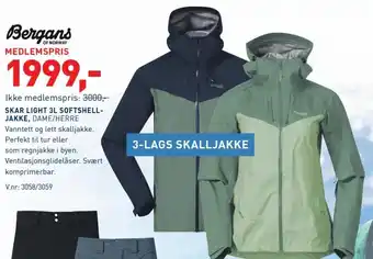 Intersport Skar Light 3L Softshelljakke, Dame/Herre tilbud