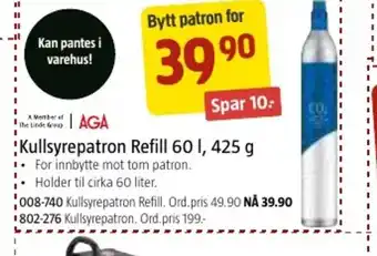 Jula Kullsyrepatron Refill 60L, 425g tilbud