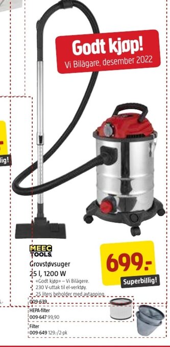 Jula Grovstøvsuger 25 l, 1200 W tilbud