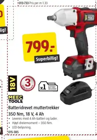 Jula Batteridrevet Muttertrekker 350 Nm, 18 V, 4 Ah tilbud